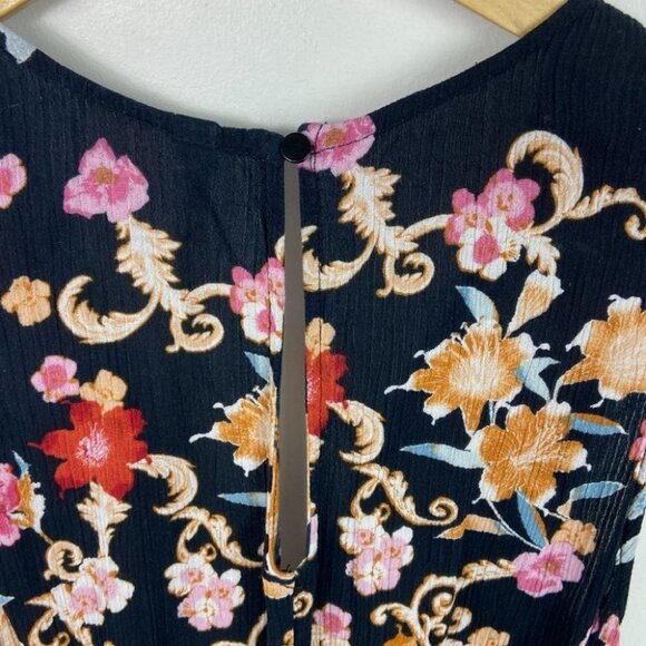 Target Xhilaration Bohemian Floral V-Neck Romper Printed Size Small Blue Orange - Picture 11 of 13